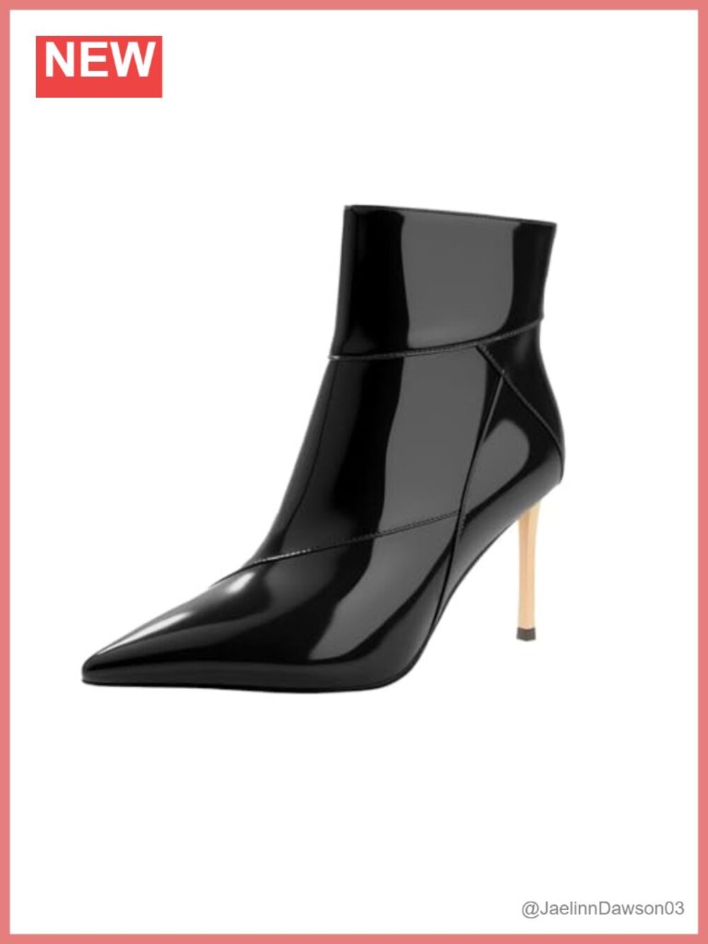 Genuine Patent Leather Stiletto Heel Pointed Toe Ankle Booties Side Zip